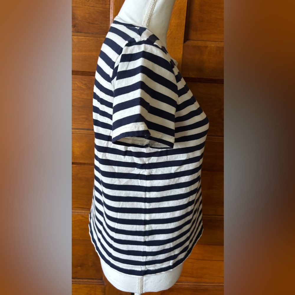 Madewell Navy and White Striped Tee with Lavender - Picture 5 of 7